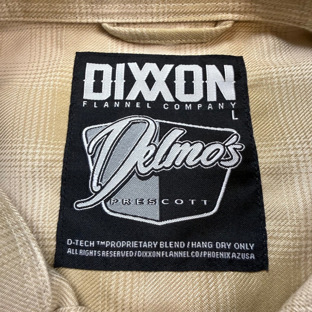 Dixxon Flannel Delmo's Prescott Tan Plaid D-Tech Long Sleeve Shirt Mens Large - Picture 2 of 8